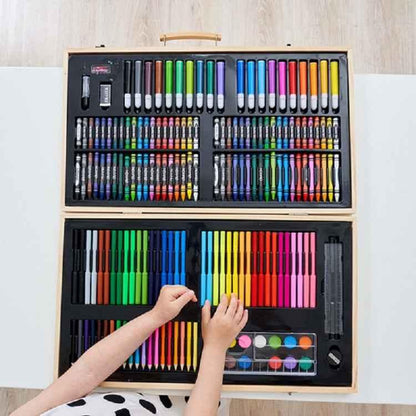 Children's Art Set - 180-Piece Wooden Box Painting & Drawing Kit - Shello's Creative Boutique