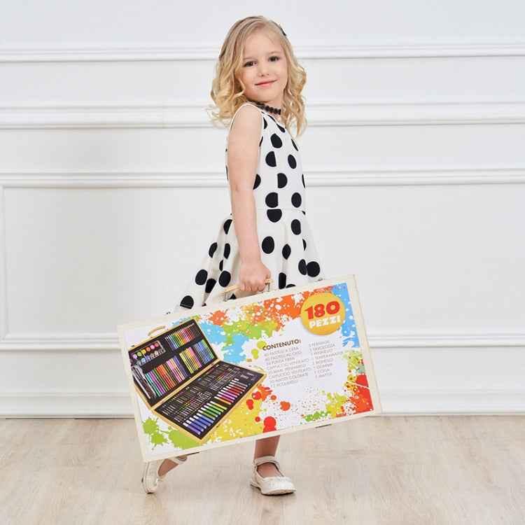 Children's Art Set - 180-Piece Wooden Box Painting & Drawing Kit - Shello's Creative Boutique
