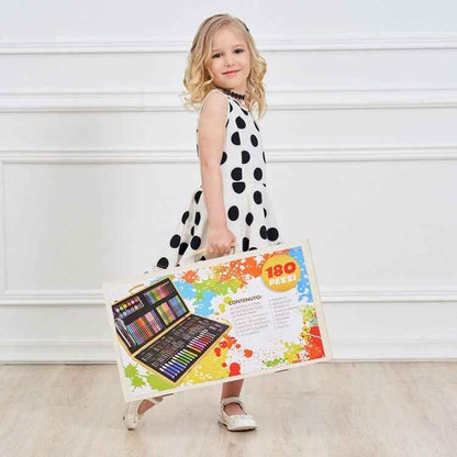 Children's Art Set - 180-Piece Wooden Box Painting & Drawing Kit - Shello's Creative Boutique