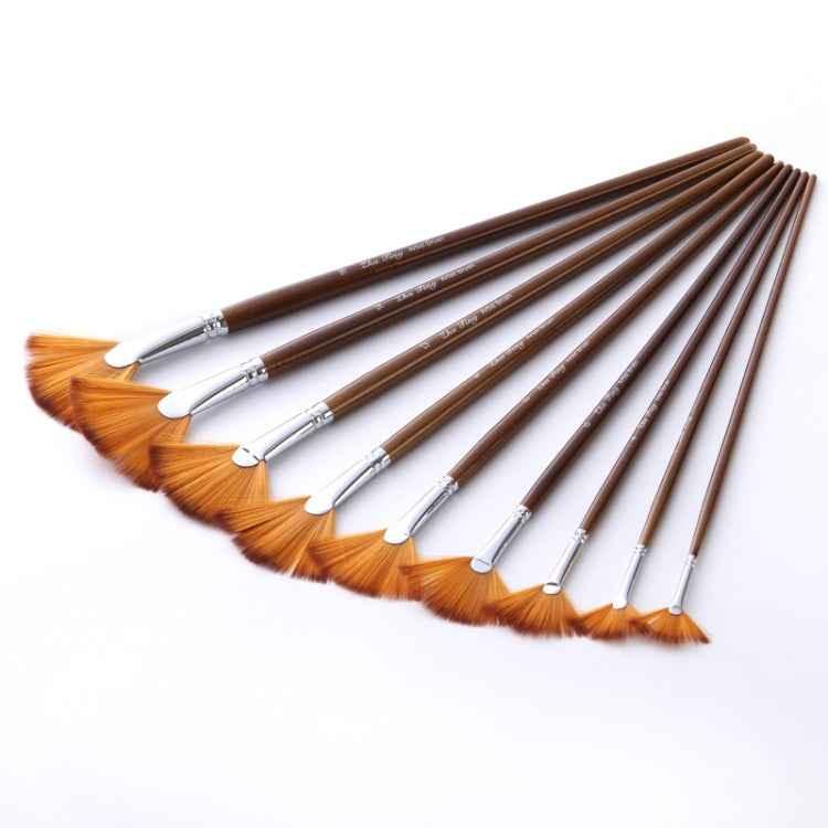 ZHU TING 9-Piece Fan-Shaped Brush Set - Nylon Hair Painting Brushes - Shello's Creative Boutique