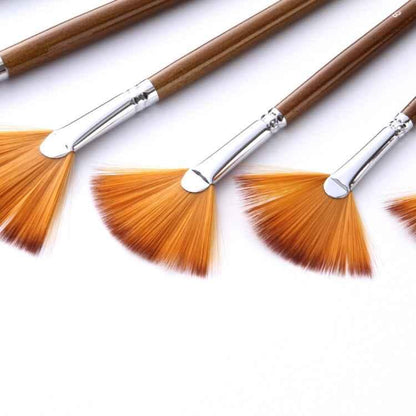 ZHU TING 9-Piece Fan-Shaped Brush Set - Nylon Hair Painting Brushes - Shello's Creative Boutique