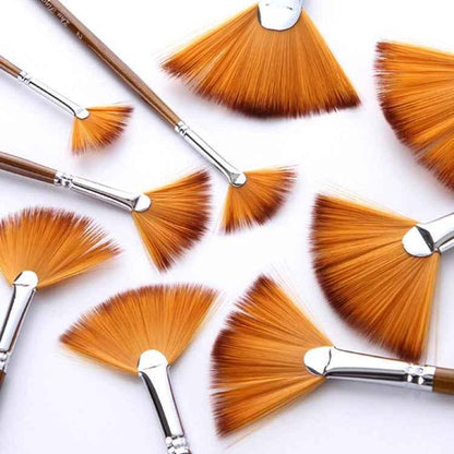 ZHU TING 9-Piece Fan-Shaped Brush Set - Nylon Hair Painting Brushes - Shello's Creative Boutique