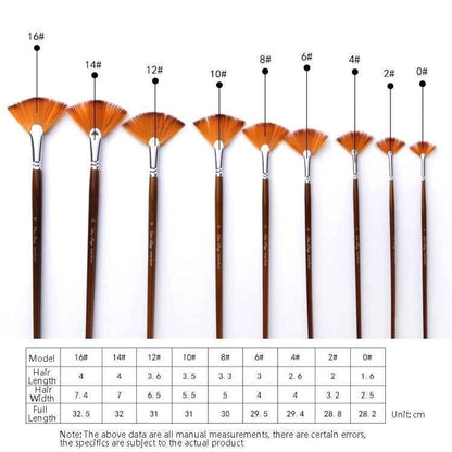 ZHU TING 9-Piece Fan-Shaped Brush Set - Nylon Hair Painting Brushes - Shello's Creative Boutique