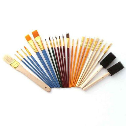 ZHU TING 25-Piece Paint Brush Set - Oil, Gouache, Watercolour & Acrylic - Shello's Creative Boutique
