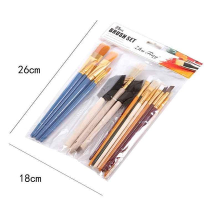 ZHU TING 25-Piece Paint Brush Set - Oil, Gouache, Watercolour & Acrylic - Shello's Creative Boutique