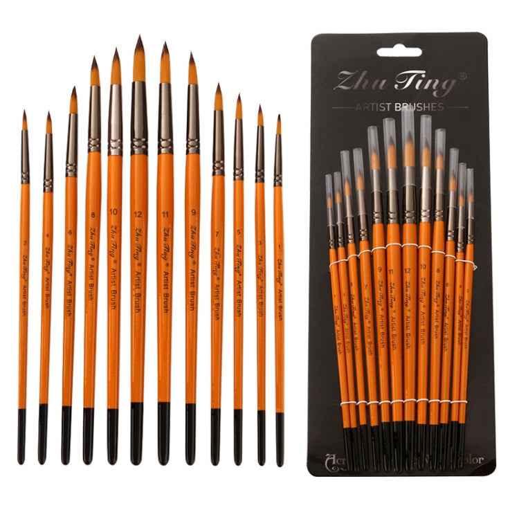 ZHU TING 12-Piece Hook Line Brush Set - Watercolour & Detail Painting - Shello's Creative Boutique