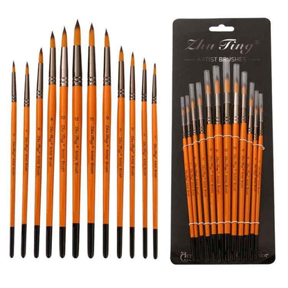ZHU TING 12-Piece Hook Line Brush Set - Watercolour & Detail Painting - Shello's Creative Boutique