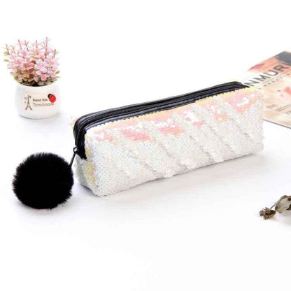 Reversible Sequin Pencil Case for Girls School Supplies Super Big Stationery Gift Magic Makeup Bag - Shello's Creative Boutique