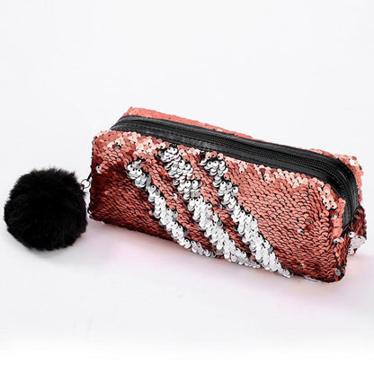 Reversible Sequin Pencil Case for Girls School Supplies Super Big Stationery Gift Magic Makeup Bag