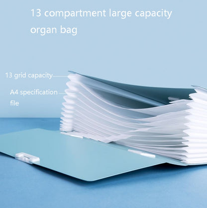 Deli 72410 A4 Layered File Information Bag Office Student File Storage Bag, Green, Light Gray, Light Blue - Shello's Creative Boutique
