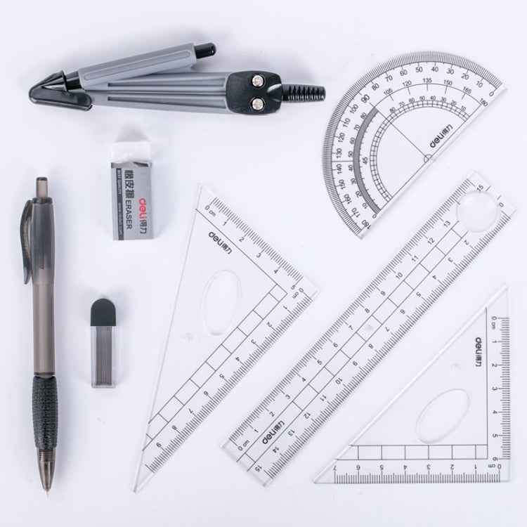 Deli 9591 Student Drawing Set 8 Piece Set Compass Ruler Set Student Stationery