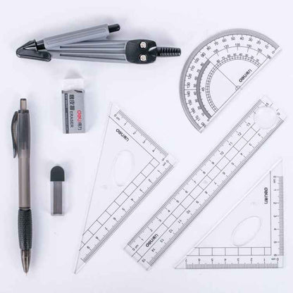 Deli 9591 Student Drawing Set 8 Piece Set Compass Ruler Set Student Stationery
