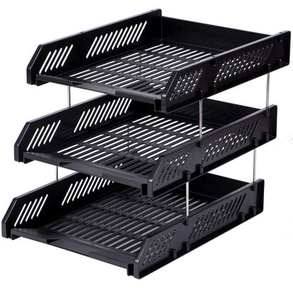 Deli 9209 Office Storage Supplies Three-Tier File Box, Blue, Black, Gray - Shello's Creative Boutique