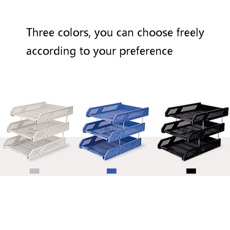 Deli 9209 Office Storage Supplies Three-Tier File Box, Blue, Black, Gray - Shello's Creative Boutique