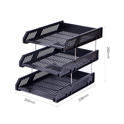 Deli 9209 Office Storage Supplies Three-Tier File Box, Blue, Black, Gray - Shello's Creative Boutique