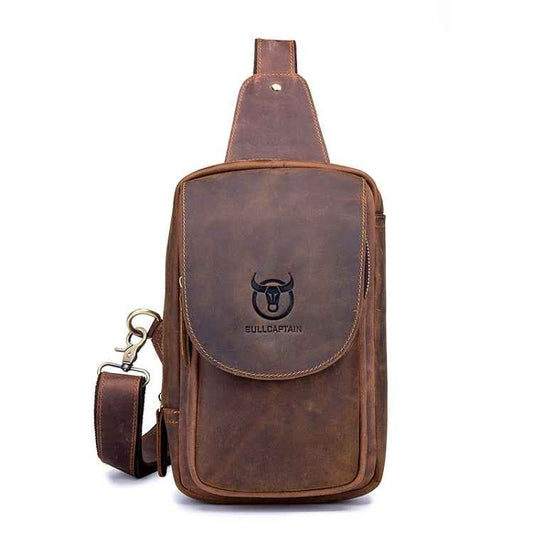 BUFF CAPTAIN 133 Men Leather Retro Shoulder Bag Diagonal Leather Bag