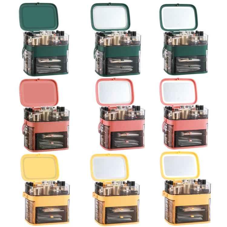 1003 LED Mirror Cosmetic Storage Box Desktop Dust-Proof Skin Care Products Large-Capacity Rack, Specification: - Shello's Creative Boutique