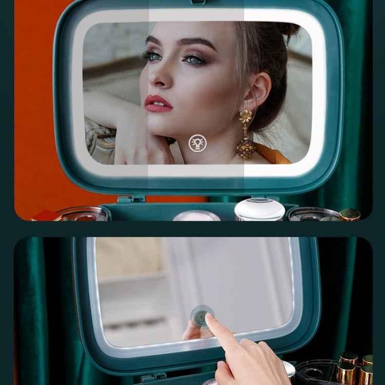 1003 LED Mirror Cosmetic Storage Box Desktop Dust-Proof Skin Care Products Large-Capacity Rack, Specification: - Shello's Creative Boutique