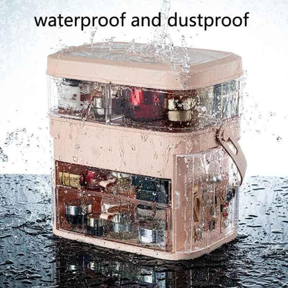 1003 LED Mirror Cosmetic Storage Box Desktop Dust-Proof Skin Care Products Large-Capacity Rack, Specification: - Shello's Creative Boutique