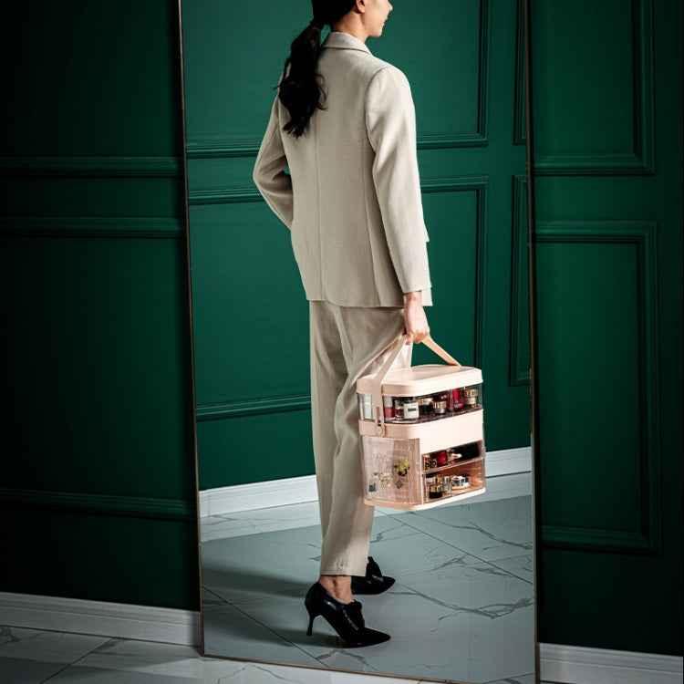 1003 LED Mirror Cosmetic Storage Box Desktop Dust-Proof Skin Care Products Large-Capacity Rack, Specification: - Shello's Creative Boutique