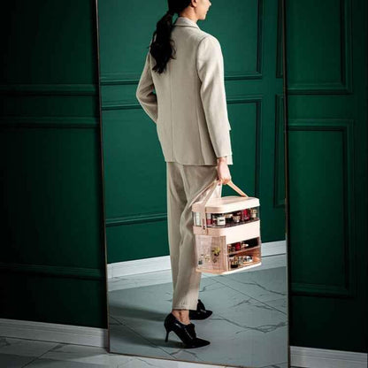 1003 LED Mirror Cosmetic Storage Box Desktop Dust-Proof Skin Care Products Large-Capacity Rack, Specification: - Shello's Creative Boutique