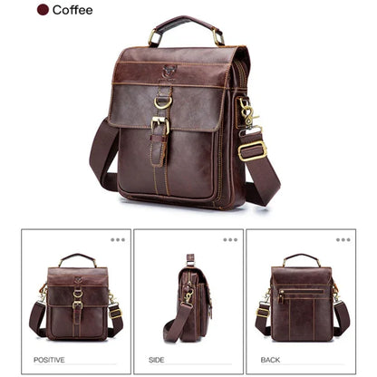 BUFF CAPTAIN 302 First-Layer Cowhide Men Casual Shoulder Bag Leather Retro Briefcase - Shello's Creative Boutique