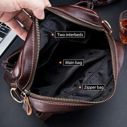 BUFF CAPTAIN 302 First-Layer Cowhide Men Casual Shoulder Bag Leather Retro Briefcase - Shello's Creative Boutique