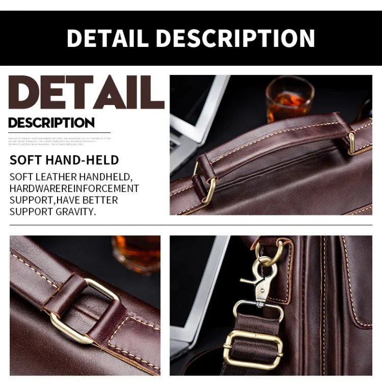 BUFF CAPTAIN 302 First-Layer Cowhide Men Casual Shoulder Bag Leather Retro Briefcase - Shello's Creative Boutique