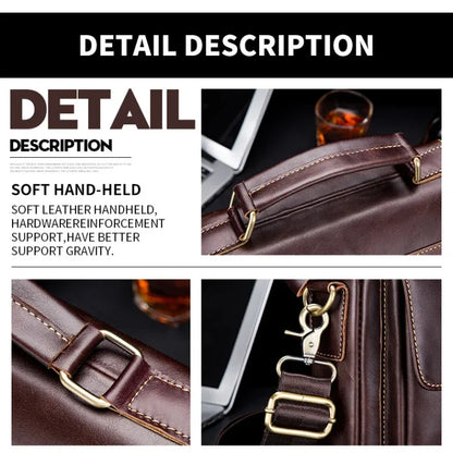 BUFF CAPTAIN 302 First-Layer Cowhide Men Casual Shoulder Bag Leather Retro Briefcase - Shello's Creative Boutique