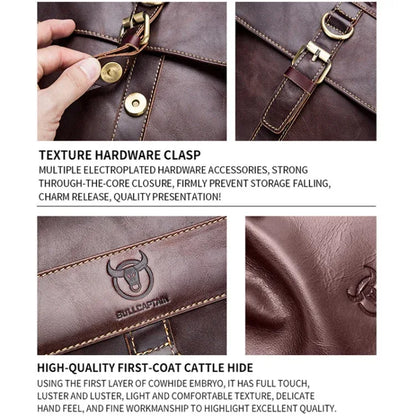 BUFF CAPTAIN 302 First-Layer Cowhide Men Casual Shoulder Bag Leather Retro Briefcase - Shello's Creative Boutique