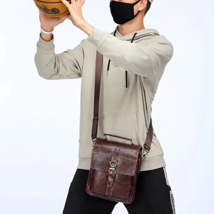 BUFF CAPTAIN 302 First-Layer Cowhide Men Casual Shoulder Bag Leather Retro Briefcase - Shello's Creative Boutique