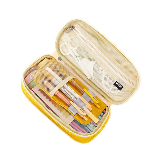 Angoo Cotton & Linen Large Capacity Pencil Case - Canvas Stationery Organizer