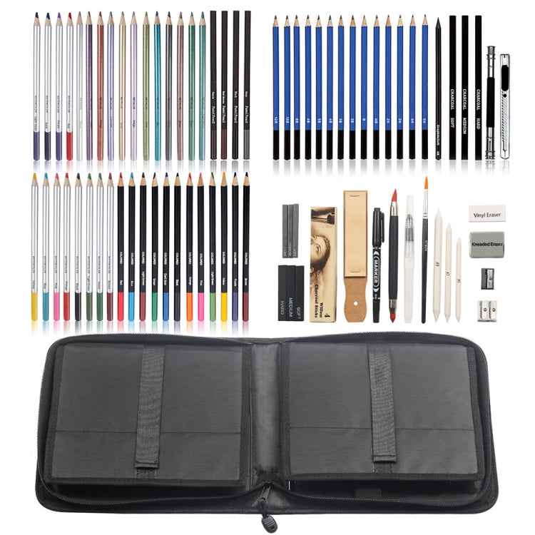 KALOLR YW-PC083  83 in 1 Portable Sketch Tool Water-Soluble Color Lead Metal Color Lead Combination Sketch Drawing Set