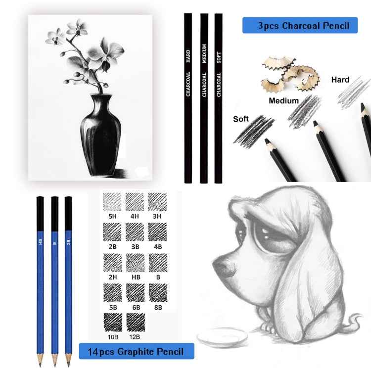 KALOLR YW-PC083  83 in 1 Portable Sketch Tool Water-Soluble Color Lead Metal Color Lead Combination Sketch Drawing Set