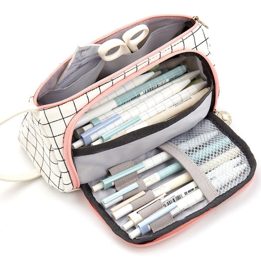 Angoo Large Capacity Pencil Case Cute Canvas Stationery Bag, Black White In The Palm - Shello's Creative Boutique