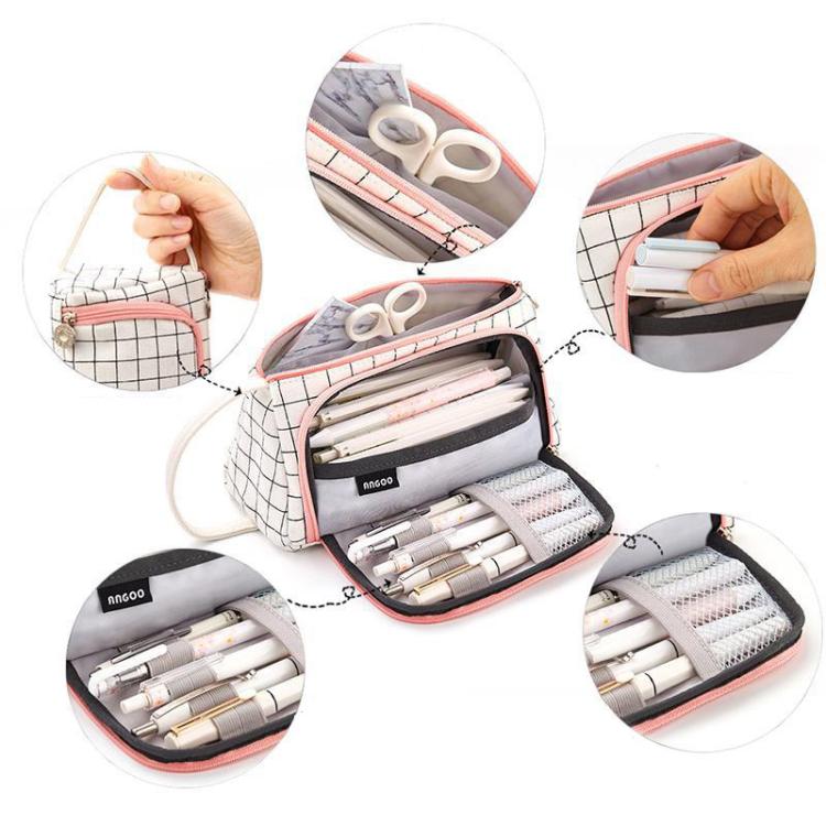 Angoo Large Capacity Pencil Case Cute Canvas Stationery Bag, Black White In The Palm - Shello's Creative Boutique