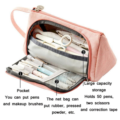 Angoo Large Capacity Pencil Case Cute Canvas Stationery Bag, Black White In The Palm - Shello's Creative Boutique
