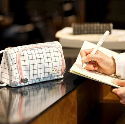 Angoo Large Capacity Pencil Case Cute Canvas Stationery Bag, Black White In The Palm - Shello's Creative Boutique