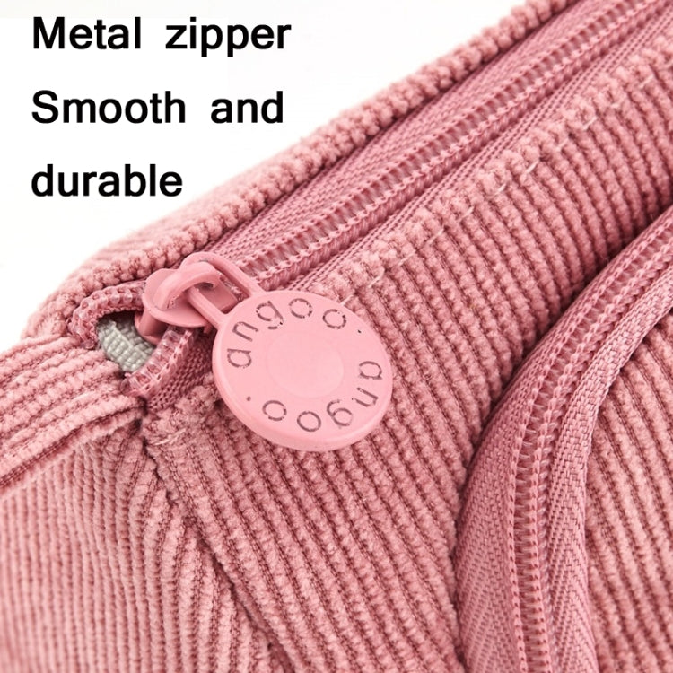 Angoo Student Large-Capacity Stationery Bag Portable Gift Cosmetic Bag, Black Corduroy, Grass Green  Corduroy, Bean Pink Corduroy, FD Snow, FD Light Pink