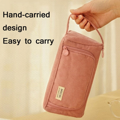Angoo Student Large-Capacity Stationery Bag Portable Gift Cosmetic Bag, Black Corduroy, Grass Green  Corduroy, Bean Pink Corduroy, FD Snow, FD Light Pink