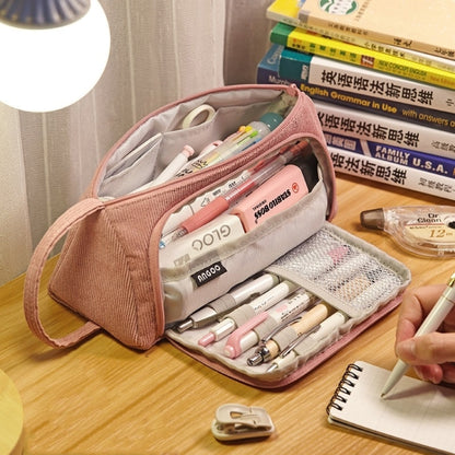 Angoo Student Large-Capacity Stationery Bag Portable Gift Cosmetic Bag, Black Corduroy, Grass Green  Corduroy, Bean Pink Corduroy, FD Snow, FD Light Pink