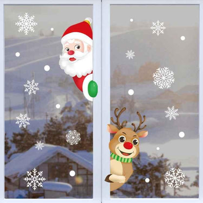 1set Christmas Window Grille Sticker Santa Claus Elk Glass Window Decoration - Shello's Creative Boutique