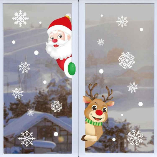 1set Christmas Window Grille Sticker Santa Claus Elk Glass Window Decoration - Shello's Creative Boutique