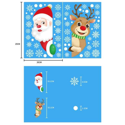 1set Christmas Window Grille Sticker Santa Claus Elk Glass Window Decoration - Shello's Creative Boutique