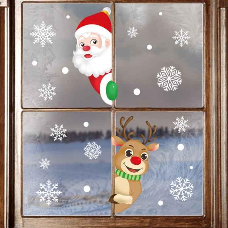 1set Christmas Window Grille Sticker Santa Claus Elk Glass Window Decoration - Shello's Creative Boutique