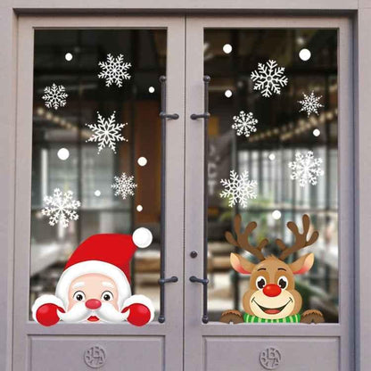 1set Christmas Window Grille Sticker Santa Claus Elk Glass Window Decoration - Shello's Creative Boutique