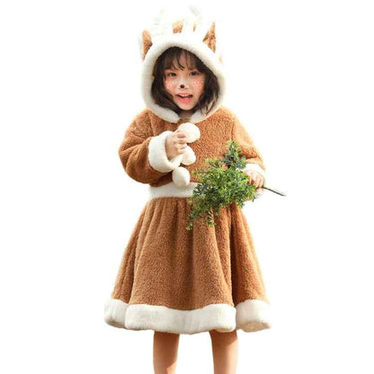 PS4509 Christmas Coral Fleece Animal Costume Christmas Elk Skirt - Shello's Creative Boutique