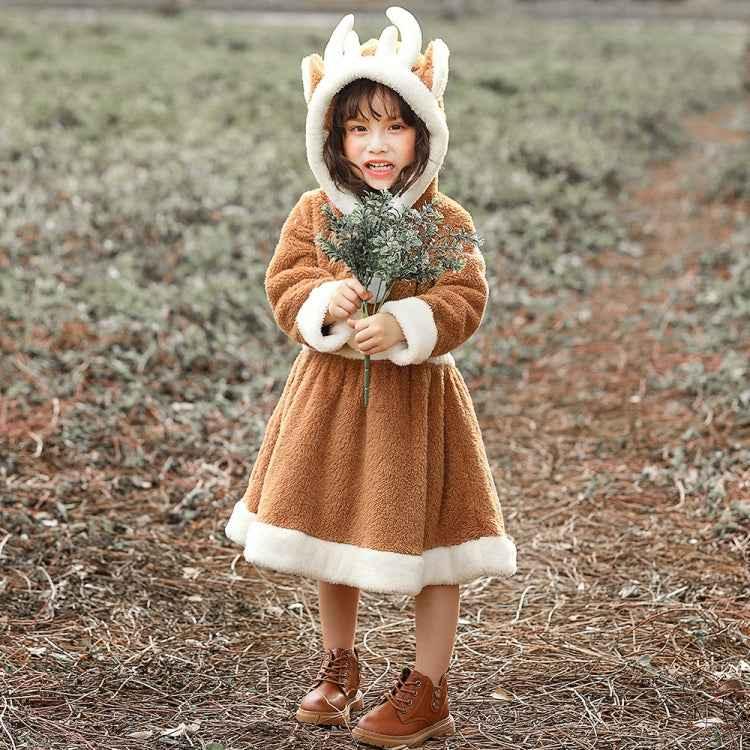 PS4509 Christmas Coral Fleece Animal Costume Christmas Elk Skirt - Shello's Creative Boutique