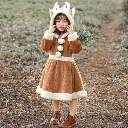 PS4509 Christmas Coral Fleece Animal Costume Christmas Elk Skirt - Shello's Creative Boutique