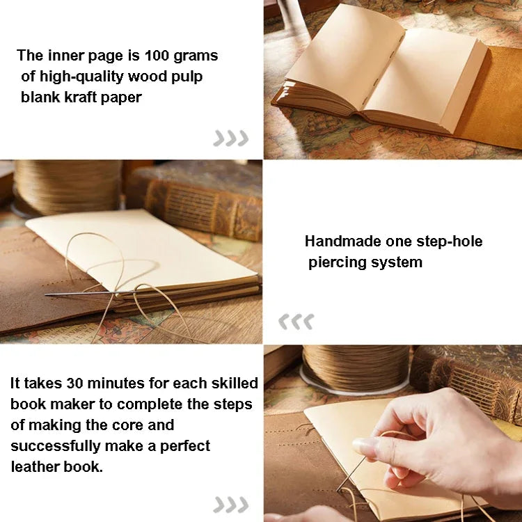 Handmade Sketchbook Cowhide Notebook Retro Notepad Notebook Diary Gift - Shello's Creative Boutique
